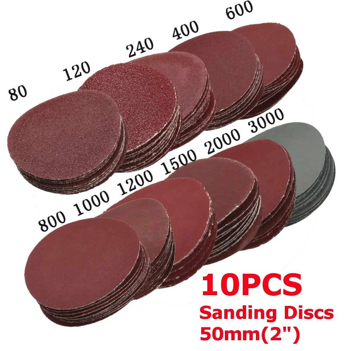 

10Pcs 2inch 50mm 80-3000 Grit Sanding Disc Set Hook & Loop Wet Dry Round Sandpaper Wood Polishing Grinding Sheet Abrasive Tools