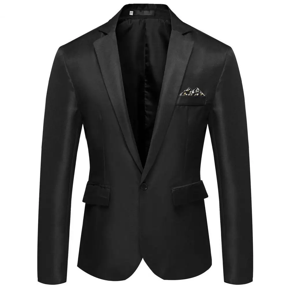 

Men Blazer Fashion One Button Lapel Casual Long Sleeve Decorative Business Pocket Slim Suit Coat Workwear Stylish Formal Wear