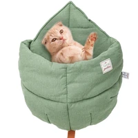 leaf cat bed with non slip bottoms cotton linen washable sleeping cushion accessories