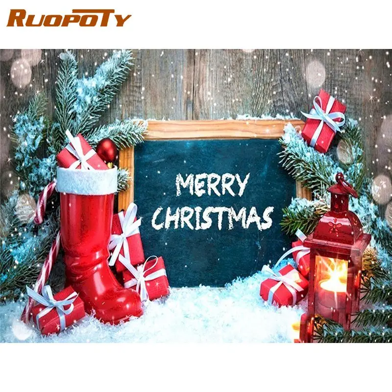 

Рамка RUOPOTY Merry Christmas DIY Краска по номерам пейзаж краска по номерам для домашнего настенного искусства картина Рождественский подарок