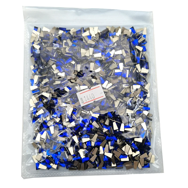 

High Quality Wholesale 1440pcs/pack Blue Nail Art Rhinestones Flat Crystal AB Shaped Glass Stones For 3D Nails Decoration