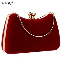 yyw suede evening party clutch bag with chain top handle handbags female red black shoulder bags luxury banquet sac a main femme