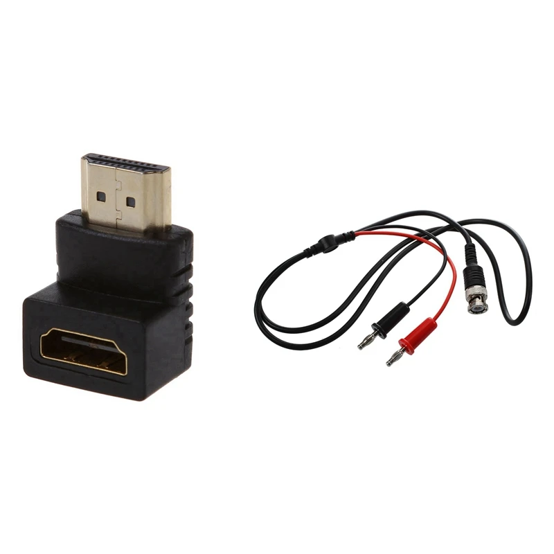 MCA - HDMI Elbow Adapter &amp BNC Male Dual 4 Mm Banana Plug-Oscilloscope Test Lead Cable 3.5 Feet |