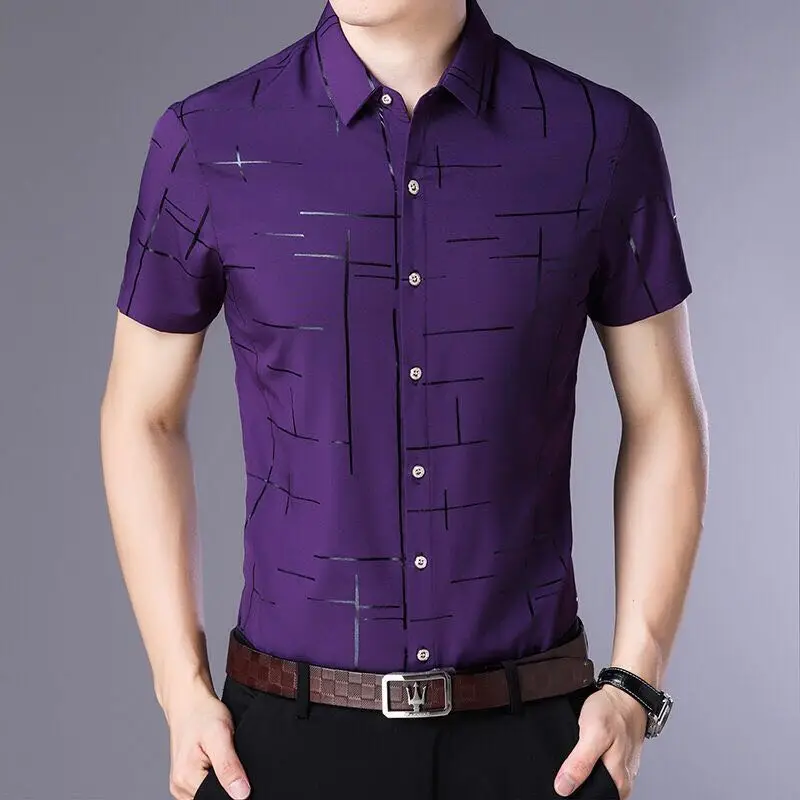 Short Sleeve Men Shirt,Summer Cool Shirt Men Clothing Business Casual Shirts