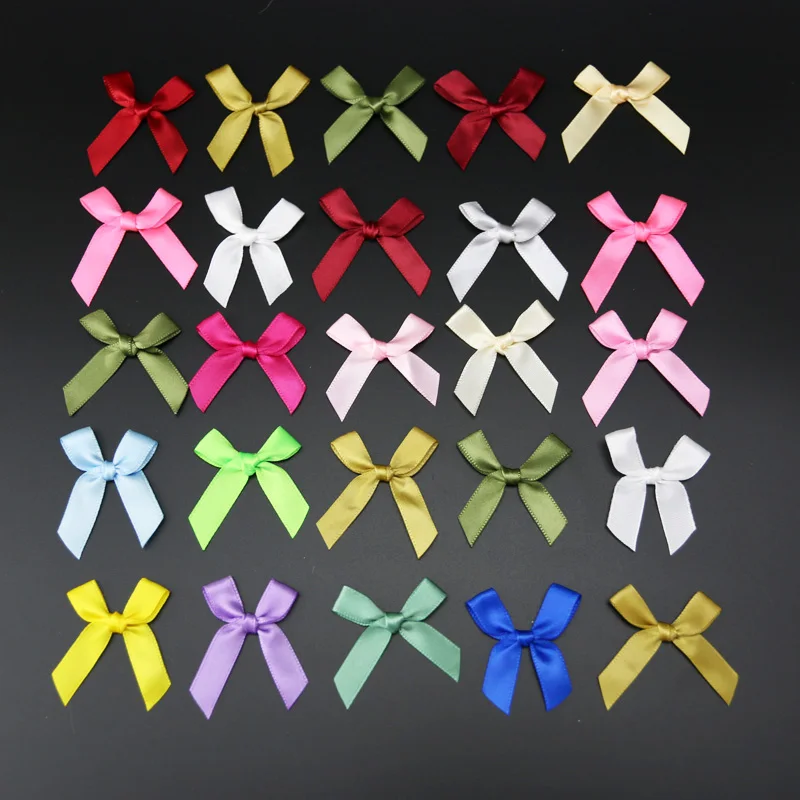 

(200 pcs) Satin Ribbon Bows DIY Craft Supplier Christmas Party Decor Gift Packing Bowknots Sewing Headwear Materials Appliques