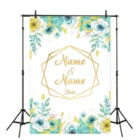 mehofond wedding backdrop green leaves floral gold frame customize name engagement ceremony photography background decor poster