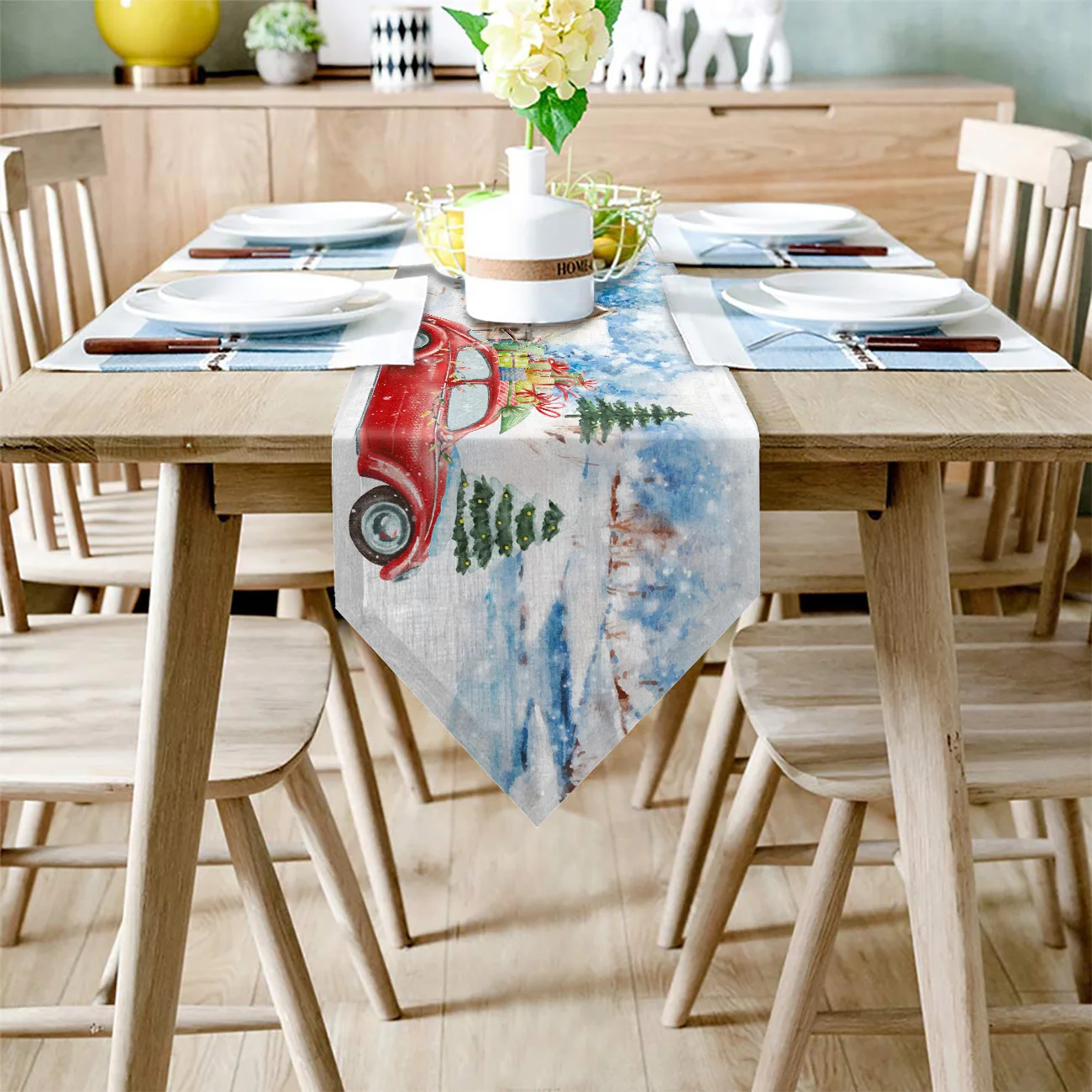 Рождественская елка Снежная сцена подарок напечатанный автомобиль Настольная