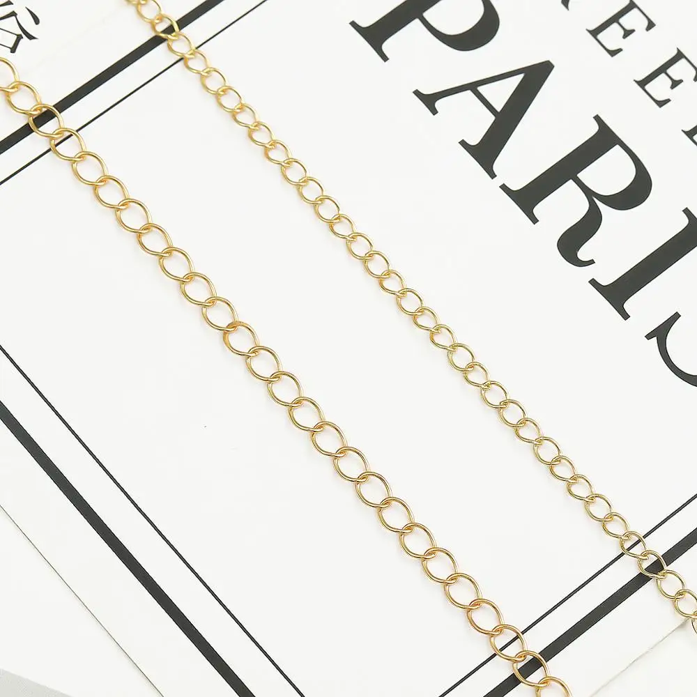 1m/lot 3/4 mm 18K Gold Plated Open Link Ring Extended Extension Bracelet Chains Tail Extender Chain For Jewelry Making Supplies | Украшения