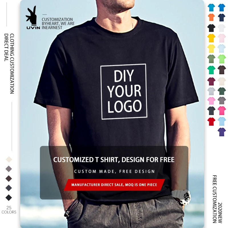 

24 цвета, чтобы выбрать дизайн ваш собственный логотип/изображение на заказ мужские и женские «сделай сам» хлопковая футболка с короткими ру...