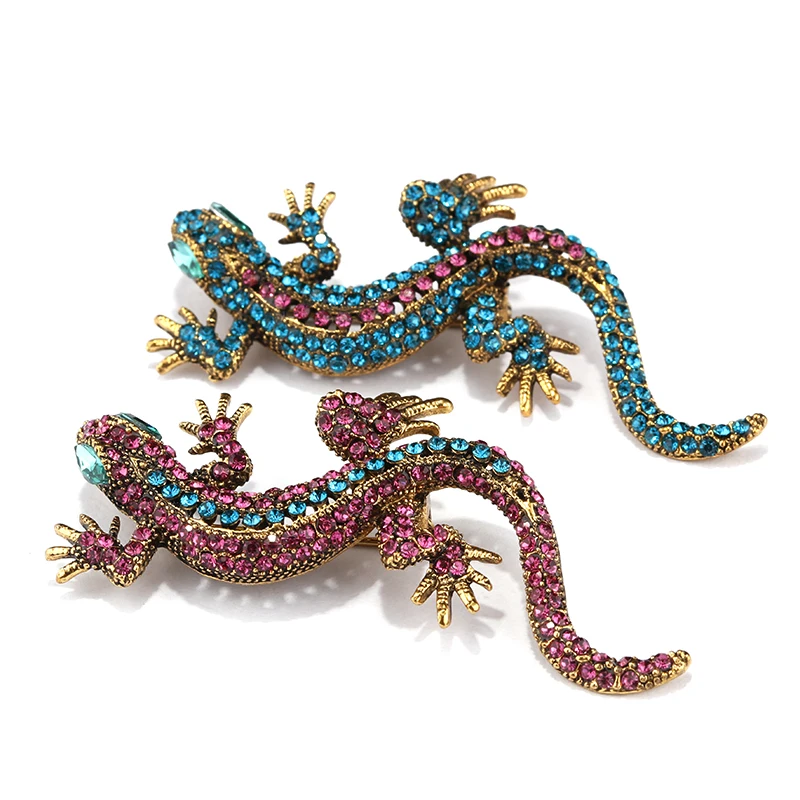 Брошь в виде ящерицы с кристаллами для женщин и мужчин|Броши| |