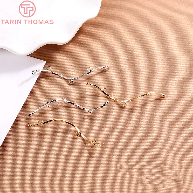 6PCS 51MM 24K Gold Color Brass Earring Connector with 3 Holes for Jewelry Making Finding Accessories | Украшения и аксессуары