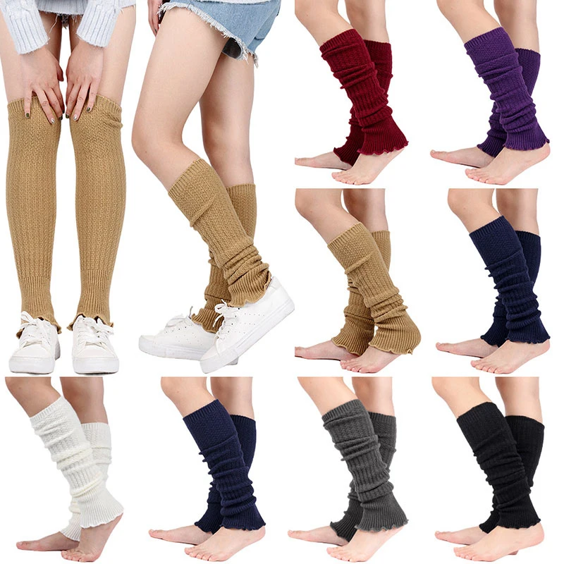 

Stylish High Elastic Long Tube Socks For Women Solid Color Simple All-match Foot Warming Cover Female Warm Over Knee Socks