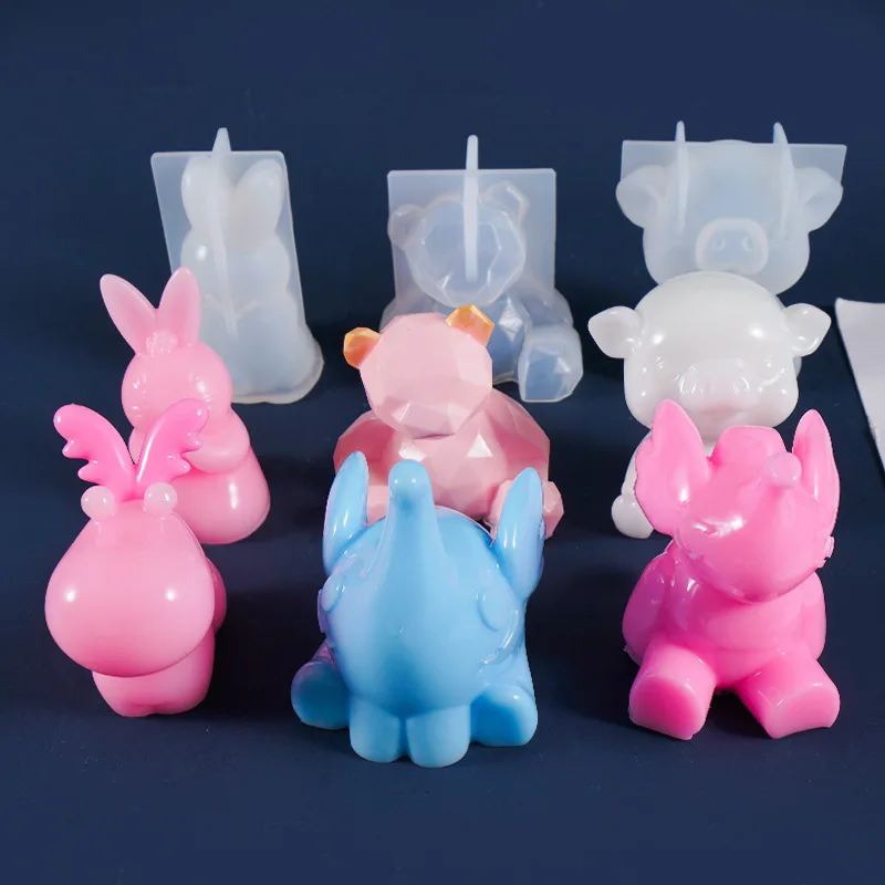 

Diy Crystal Epoxy Candle Mold Aromatherapy Three-dimensional Animal Silicone Mold Mirror Unicorn Cheese Cat Cake Decoration Mold