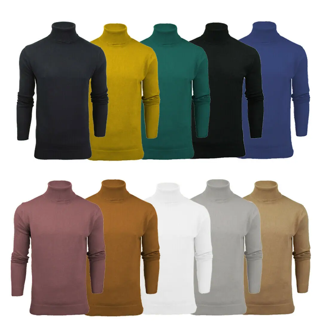 

Mens Roll Funnel Neck Polo Cotton Knitwear Jumper Sweater Base Layer Brave Soul