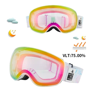 Очки для лыж, сноуборда, унисекс, зеркальные, с двойной сферической магнитной защитой UV400