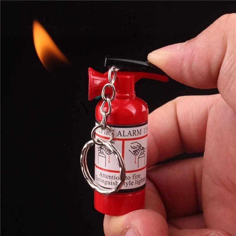 

Creative Compact Jet Gas Lighter LED Light Butane Lighter Inflated Gas Fire Extinguisher Keychain Lighter Bar Metal Funny Toys