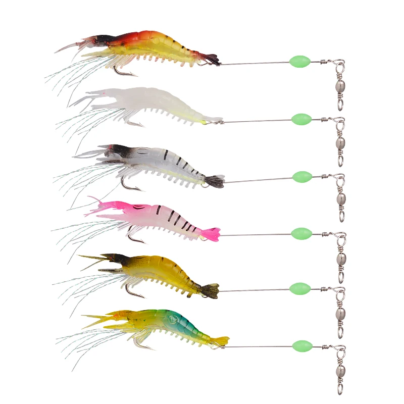 6 шт./лот светящаяся поддельная креветка Мягкая силиконовая искусственная