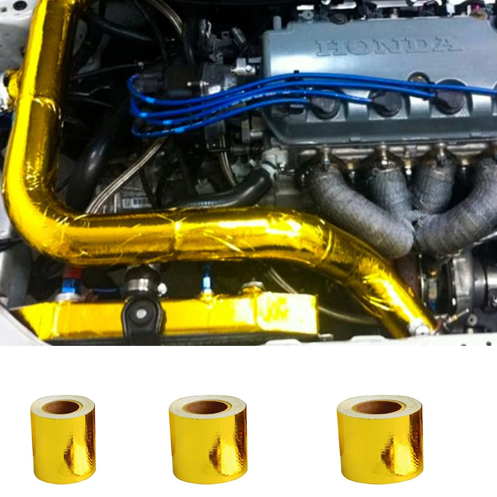 

Self Adhesive Reflective High Temperature Heat Shield Wrap Tape Gold 5m/9m/10m Heat insulation Insulation tape