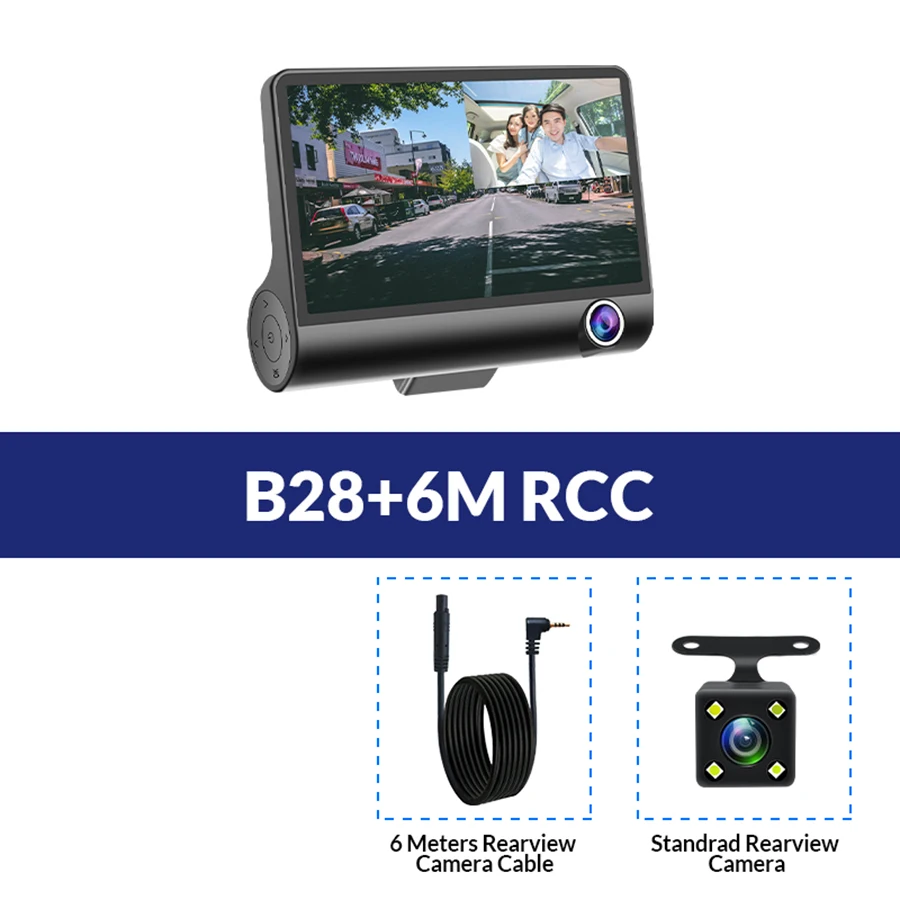 B28-6M RCC E-ACE Автомобильный видеорегистратор 3 камеры s объектив 4,0 дюймов видеорегистратор двойной объектив с камерой заднего вида видеорегистратор авто регистратор Dvrs видеорегистратор - Название цвета: B28-6M RCC