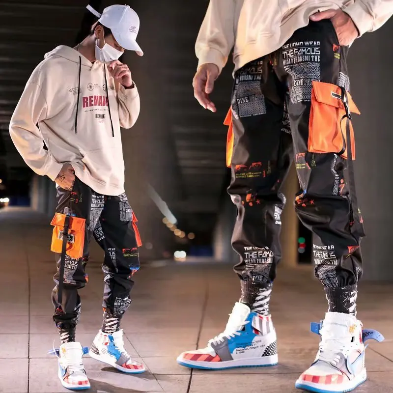 2021 Men Spring Autumn Hip Pop Pencil Pants Trousers Streetwear Hombre Cargo Ripped Sweatpants Joggers Long Harem Homme | Мужская одежда