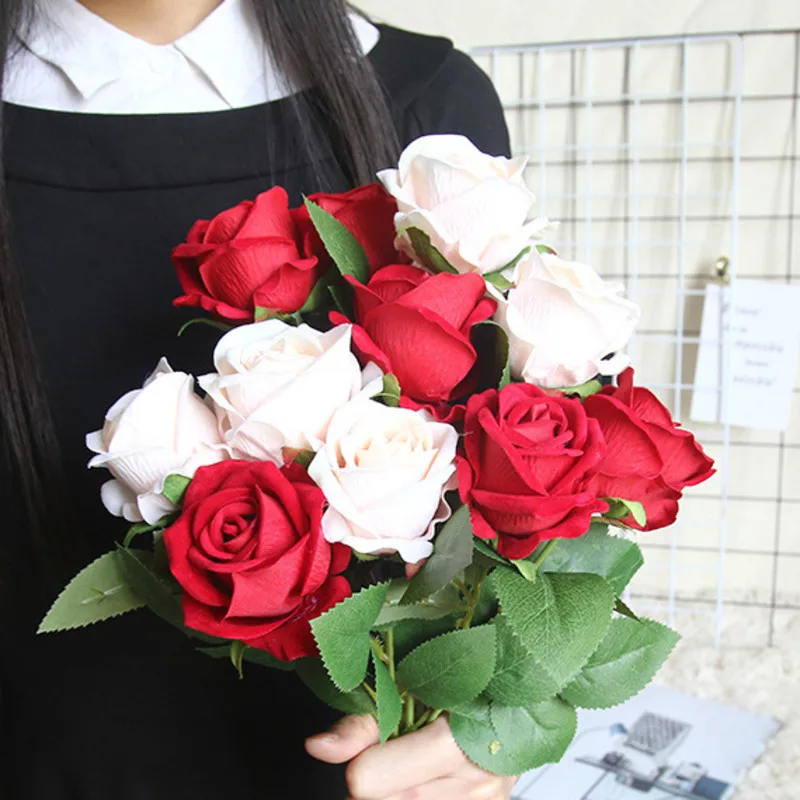 

Flannel Rose Imitation Flower Home Decoration Plant Wall Fake Flowers Valentine's Day Gift Wedding Decoration Garden Decoration