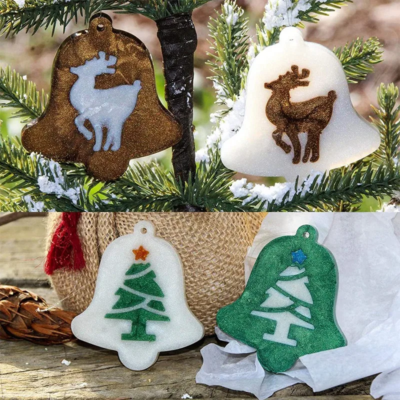 Формы для рождественской смолы-5 силиконовых форм изготовления рождественских