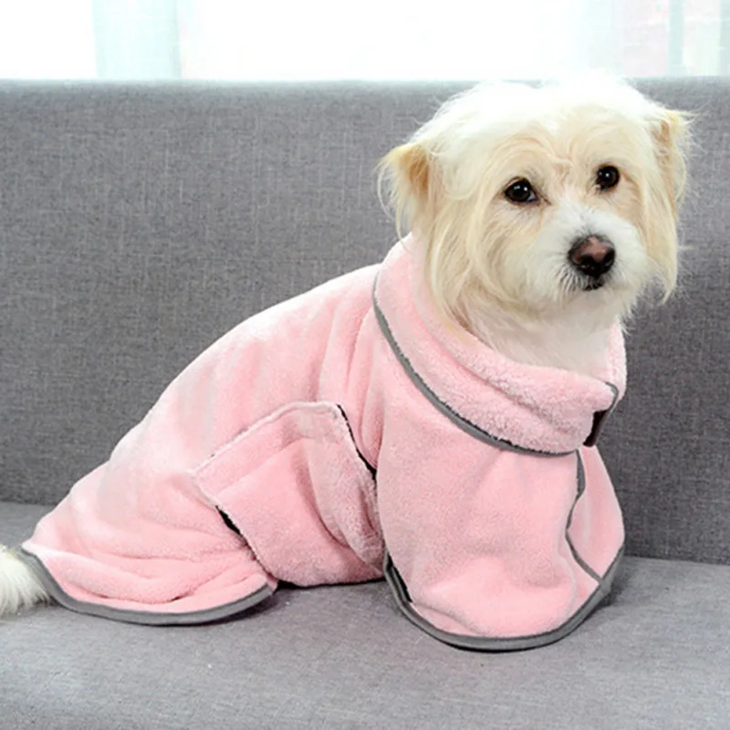 

Dog Cat Soft Cleaning Shower Drying Pet Bath Towel Home Washing Dog Bathrobe Towel Solid Super Absorbent Bathrobe Pet Supplies