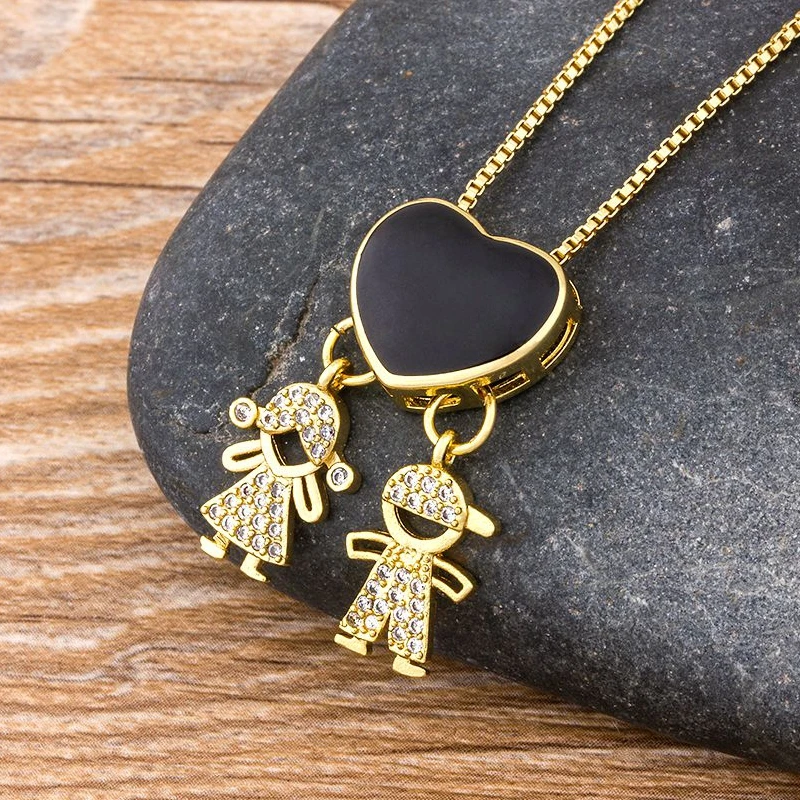 2020 нового дизайна для девочек и мальчиков Кулон Сердце Любовь Семья ожерелье