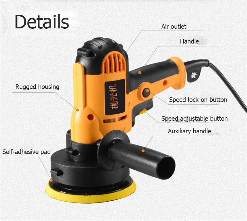 

220V 700W Car Polisher Machine Electric Auto Polishing Machine Adjustable Speed Sanding Waxing Tools With Sponge Pads 3700R
