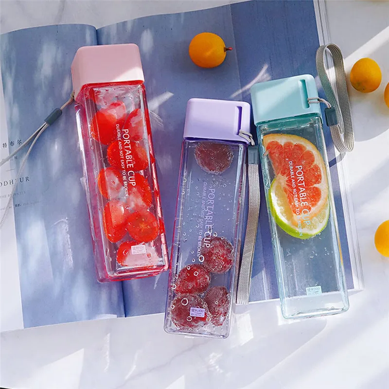 Милые квадратные пластиковые бутылки для воды прозрачный без бисфенола а