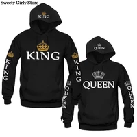 queen king print hooded tops long sleeve couple sweatshirt casual fashion women men pullovers hoodies fashion hoodie streetwear