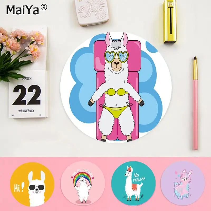 

Новые поступления, компьютерные игровые круглые коврики Maiya с ламой-альпаками, Нескользящие Коврики для ноутбука, коврик для мышки, игровой ...