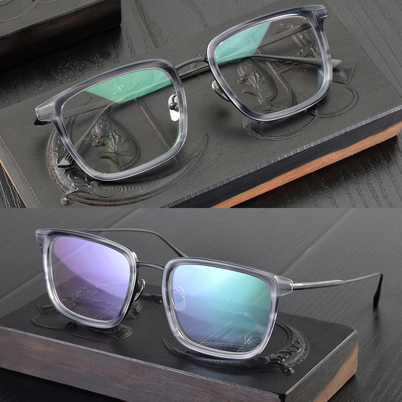 

Брендовые дизайнерские титановые квадратные оправы для очков для мужчин и женщин, оптические оправы с полным ободком, ацетатные очки унисе...