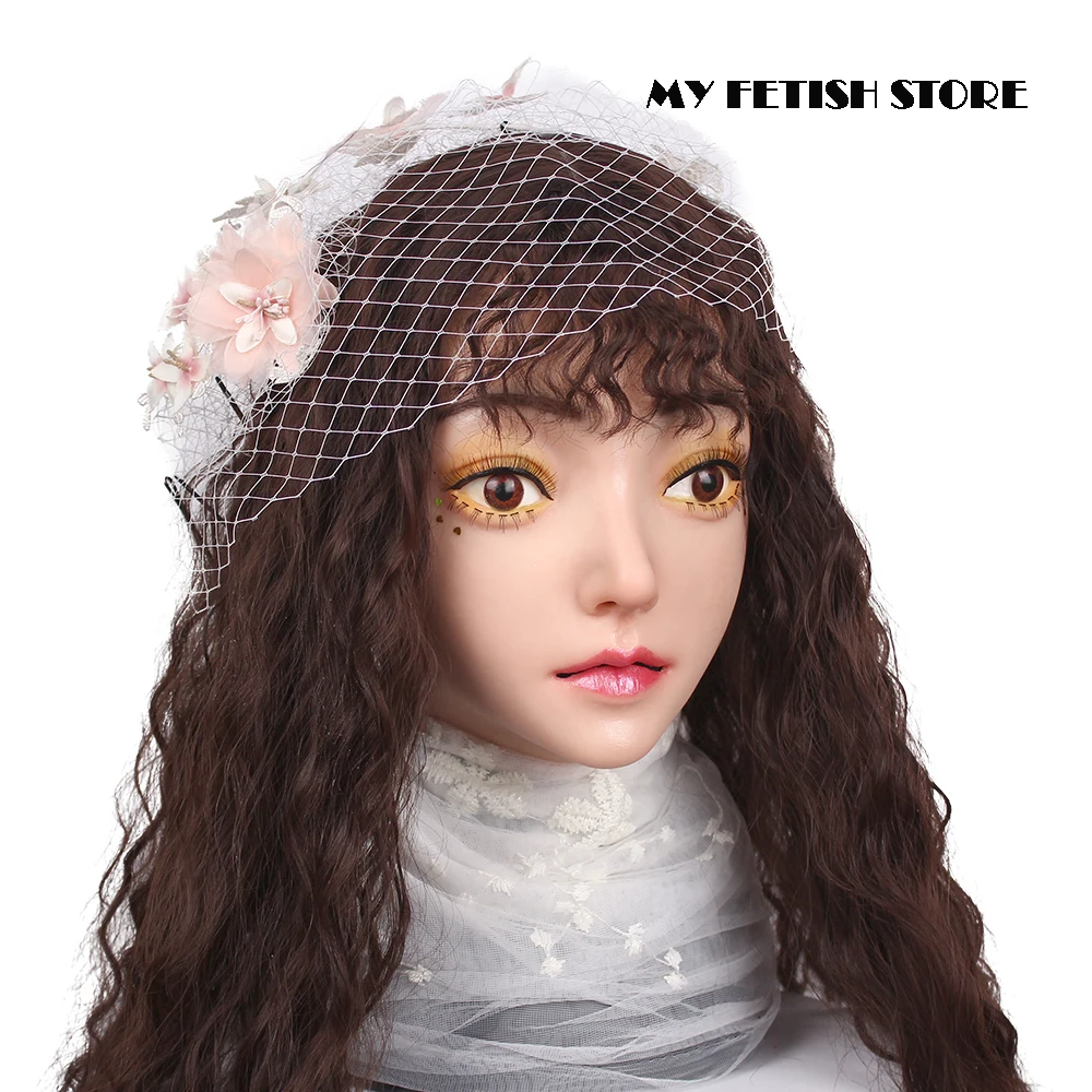 (Эмили) Трансвестит полный головы Реалистичная силиконовая молодая девушка