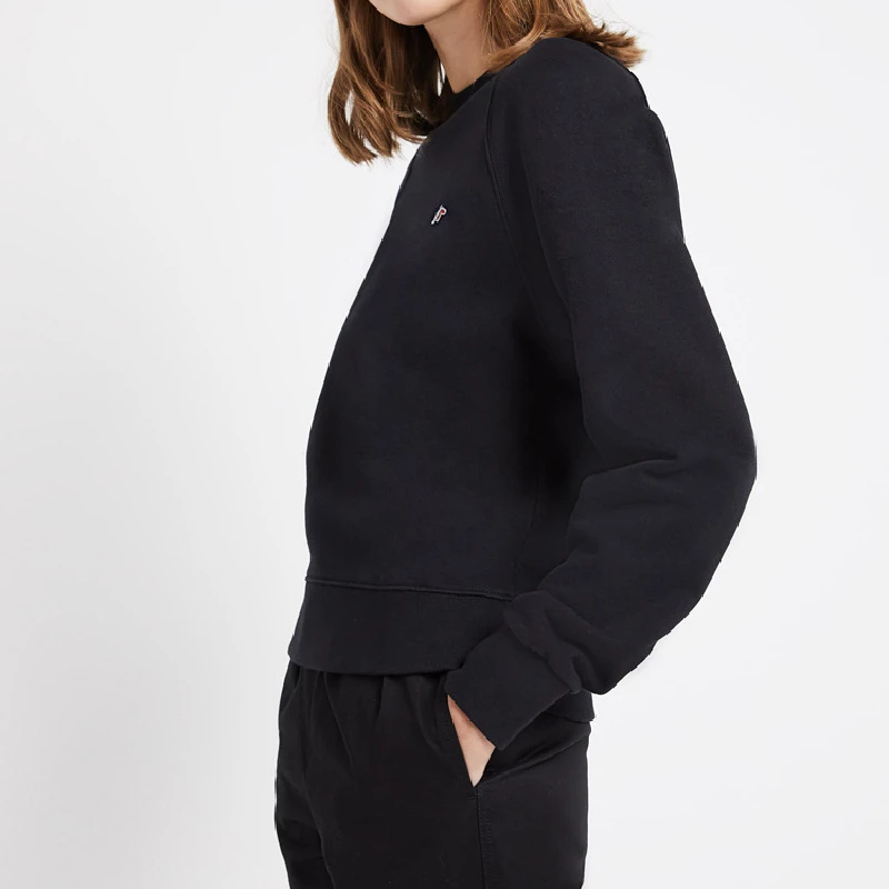 

Little Fox Embroidered Sweatshirt Women 100% Cotton Four Colors O-neck Long Sleeve Loose Pullover Top