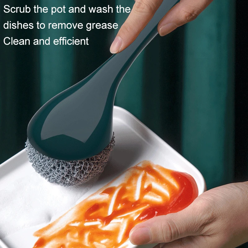 

Щетка-скраб для мытья посуды с длинной ручкой и отверстием для подвешивания