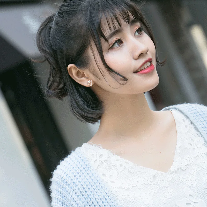 OL геометрические треугольные серьги гвоздики из настоящего серебра 925 пробы для