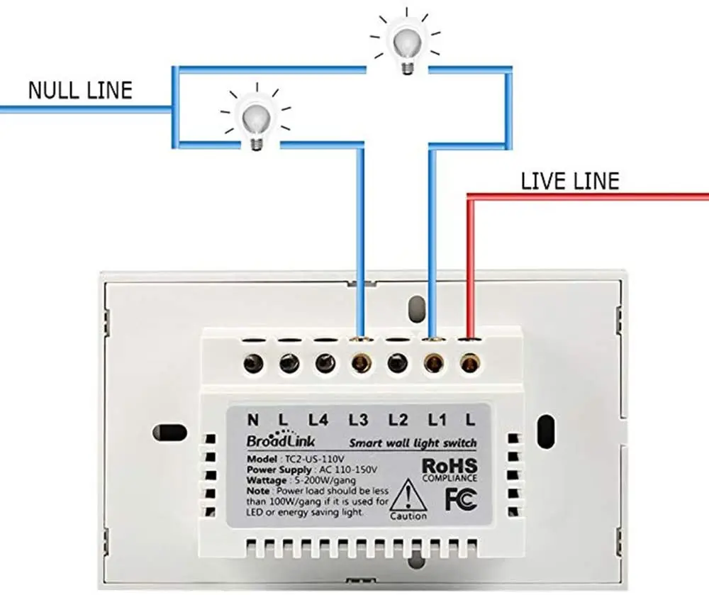 Broadlink TC2 стандарт США AU 1 2 3 банды led Сенсорная панель Переключатель беспроводной