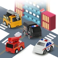 4pcs mini alloy diecast model pull back car engineering fire truck ambulance inertial educational toys for children boys gift