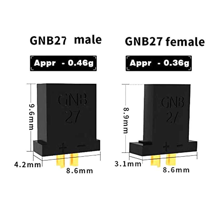 Разъем GAONENG GNB GNB27 с банановым штекером 1,0 мм, штекер для радиоуправляемых FPV гоночных Фристайл Tinywhoop дронов, запчасти «сделай сам»