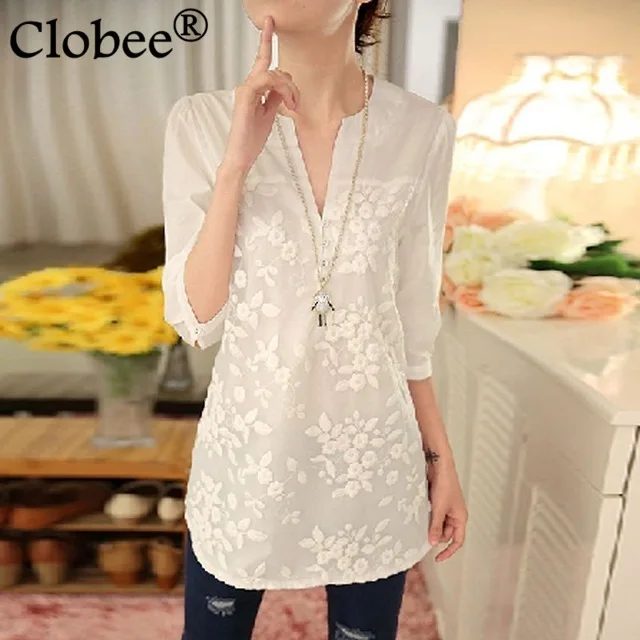 2019 Новая летняя Корейская женская блузка с цветочным принтом Блузка v образным