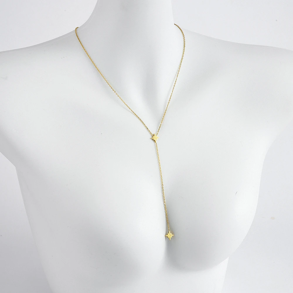 

Wholesale Stainless Steel Star Choker Necklace with a dainty chain fit beautiful dress as Fashion Lady best gift 10pcs/lot