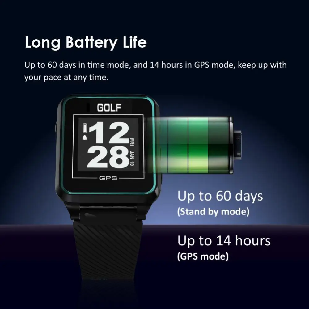 GPS-часы для гольфа предварительно загруженные 38000 + бесплатных блюд по всему миру |