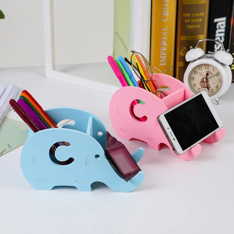 

1 piece / pack student stationery storage cute elephant DIY detachable pen holder color plastic desktop storage box multi color