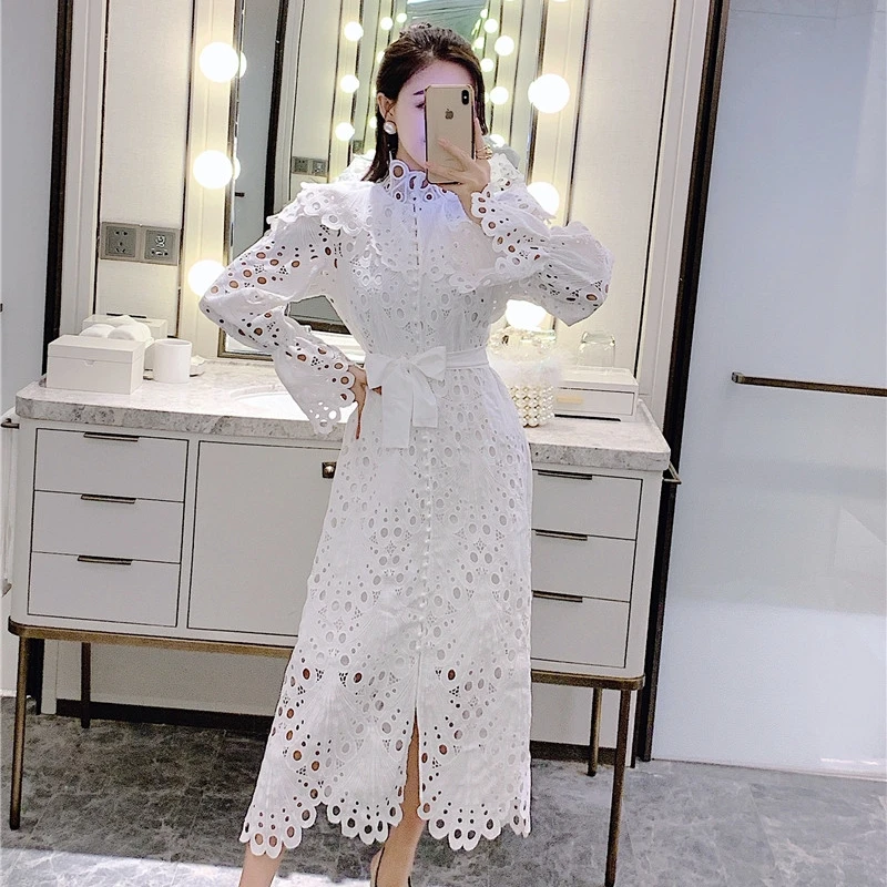 HAMALIEL модное женское белое ажурное кружевное вечернее платье новинка 2020