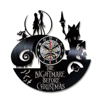 nightmare before christmas theme cd record led clock 3d classic mute hanging wall clock creative antique style halloween clock