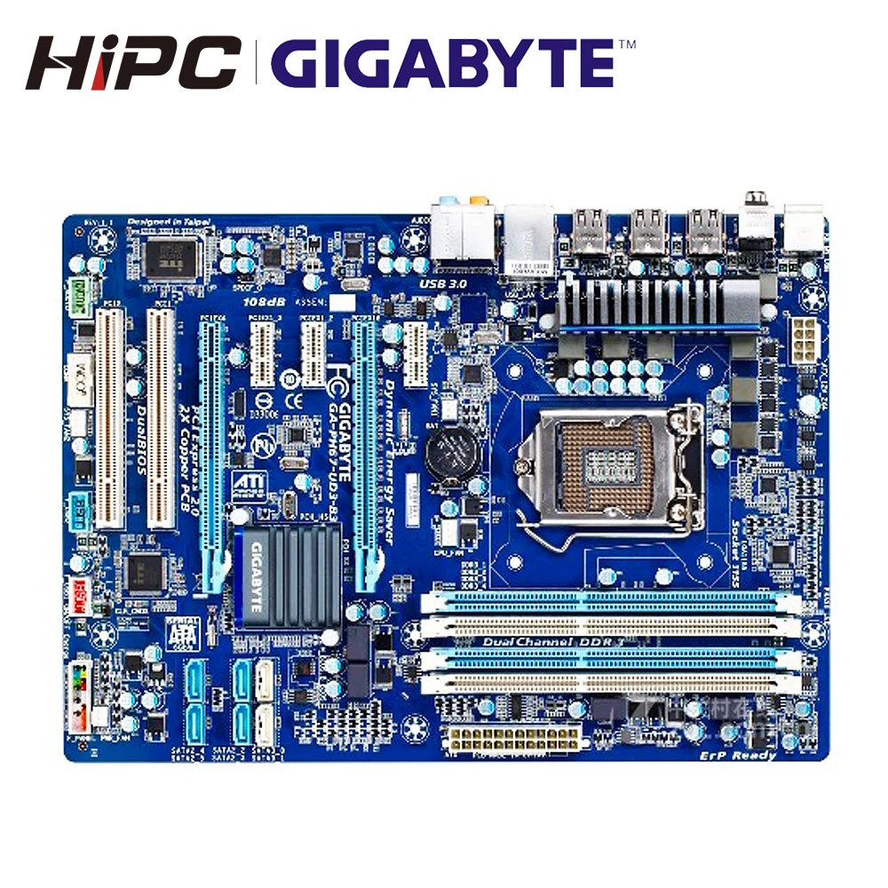 Gigabyte GA-PH67-UD3-B3 настольная материнская плата PH67-UD3-B3 H67 Socket LGA 1155 для Core i7 DDR3 32G ATX б/у |