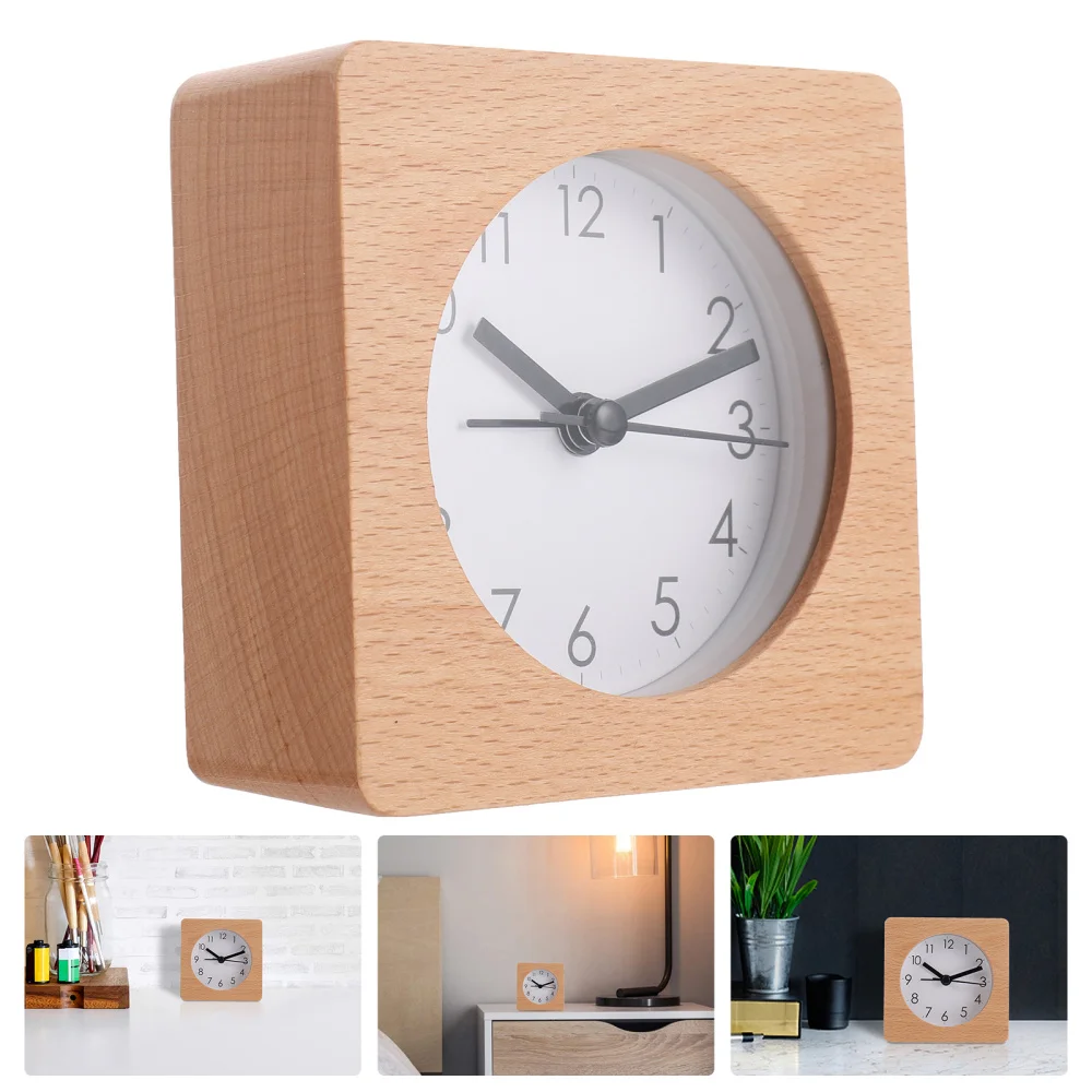 

Simple Wood Clock Tabletop Alarm Clock Creative Desktop Clock for Home Bedroom