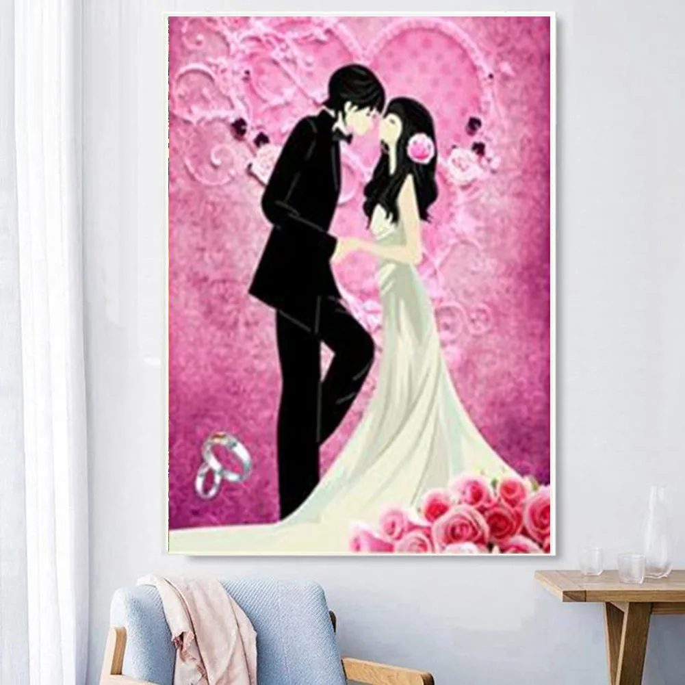 

5D Diamond Drawing Happy Time Wedding Ceremony Stick Diamond Cross Stitch Embroidered Bedroom Mosaic