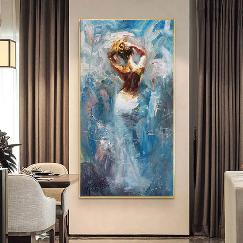 Абстрактное искусство с девушкой играющей скрипкой и танцующей картиной на